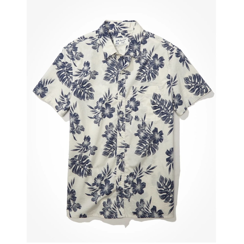 American Eagle Button Up Tropical Shirt